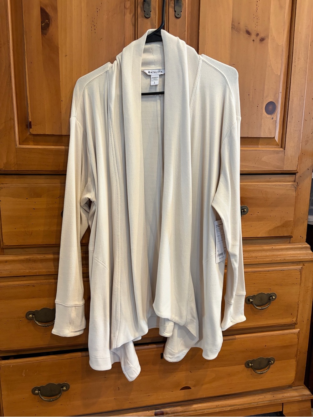 Athleta Cream Open-Front Draped Cardigan